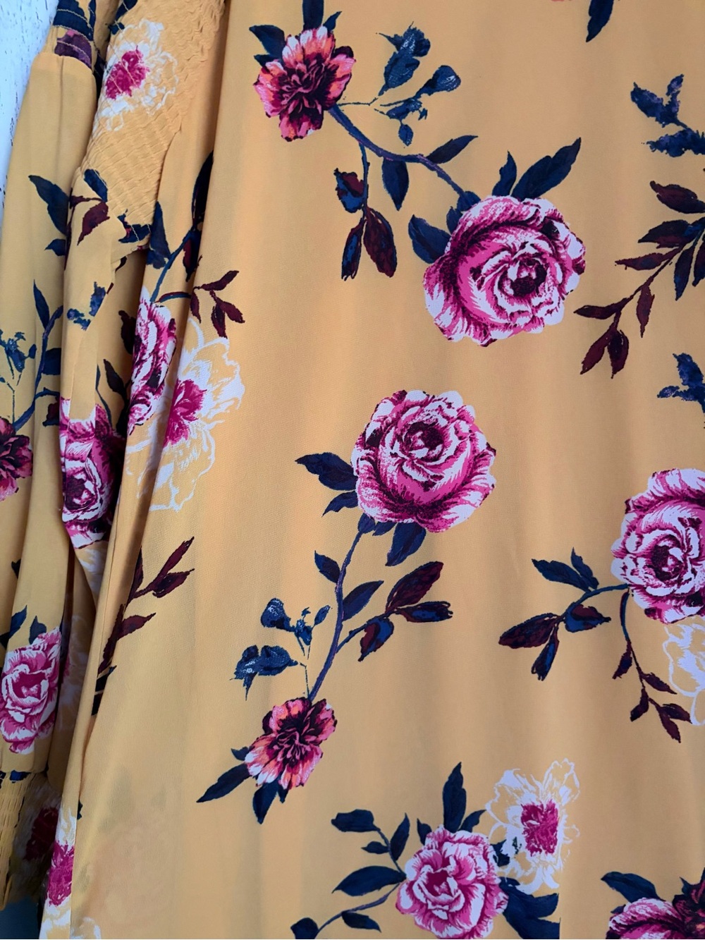 Maurices Mustard Floral Long Sleeve Dress - Picture 2 of 2